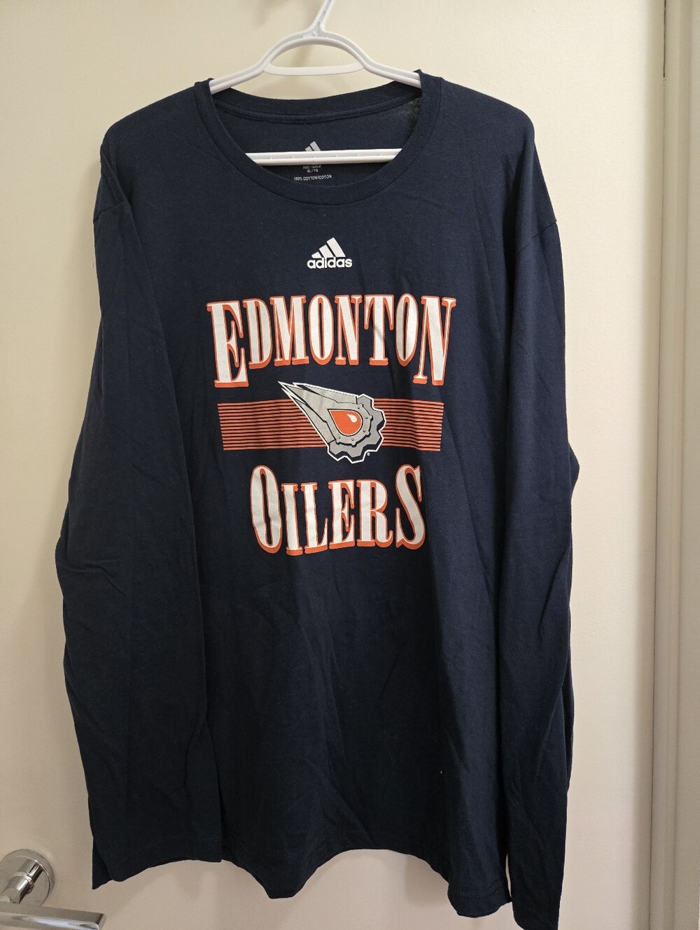 Mens Adidas NHL Edmonton Oilers Long Sleeve TShirt